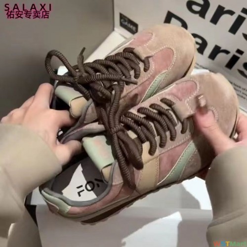 Salaxi小红书同款欧洲站拼色软底阿甘鞋女2023秋冬增高复古老爹鞋