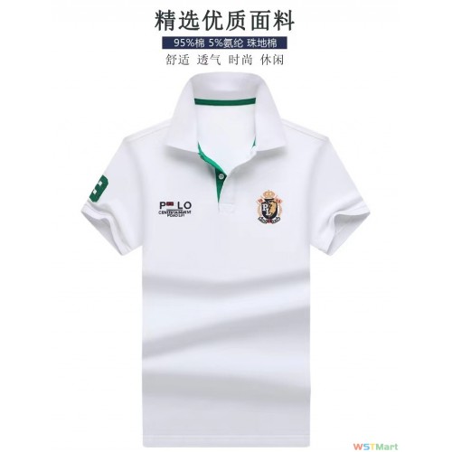 品牌保罗POLO衫男装商务休闲白色短袖t恤男士纯棉体恤打底衫夏季