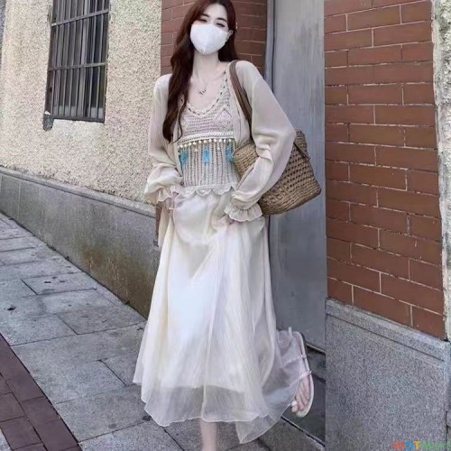 镂空流苏吊带背心女装夏季防晒套装