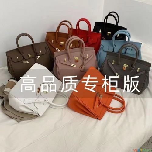 新款包包女高级感手提铂金包真皮大容量百搭单肩斜挎时尚凯莉包