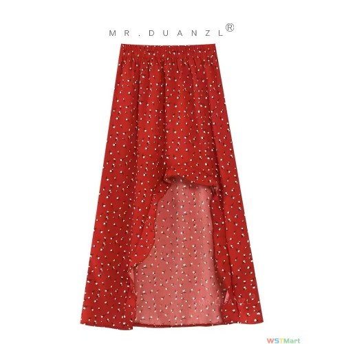 不规则长裙前短后长红裙子