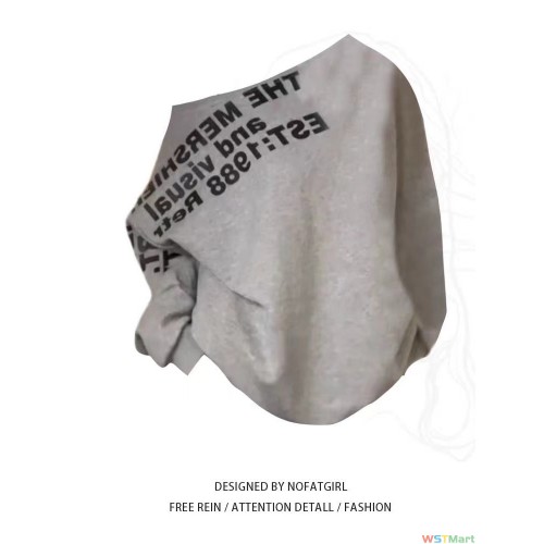 2024年新款字母露肩设计感宽松上衣美式辣妹