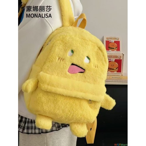 Parkdance 搞怪抽象毛绒背包日韩学生书包高颜值卡通小胖龙双肩包