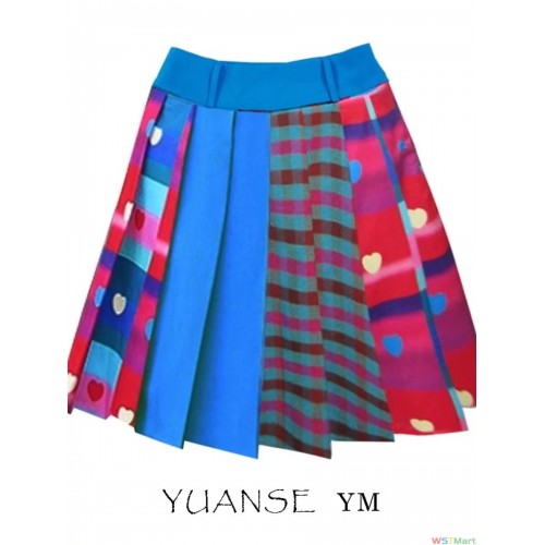 2024新款韩版短裙花边彩色拼接