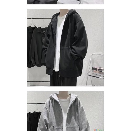 开衫连帽卫衣秋季新款韩版潮流上衣服ins宽松休闲纯色外套发