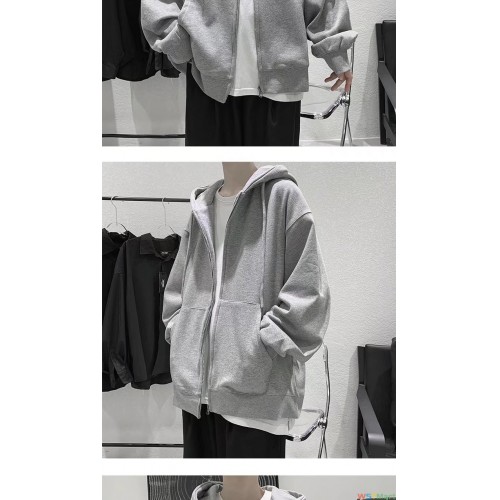 开衫连帽卫衣秋季新款韩版潮流上衣服ins宽松休闲纯色外套发