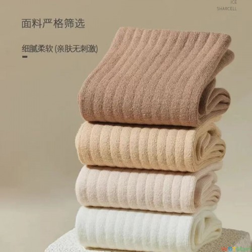 棉袜子女款无骨中长筒袜秋冬季保暖防臭运动堆堆袜