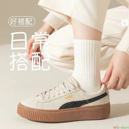 棉袜子女款无骨中长筒袜秋冬季保暖防臭运动堆堆袜