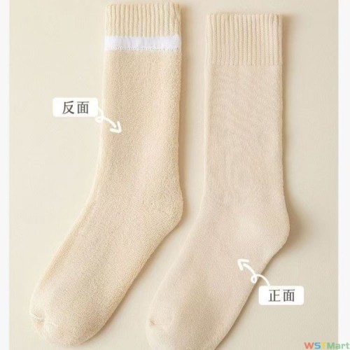 特厚加绒女秋冬羊毛加绒保暖抗寒羊绒长筒袜冬天睡眠轻暖月袜子
