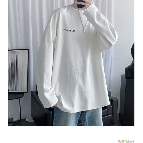 NASA纯棉白色长袖t恤士春秋季款打底衫内搭上衣潮牌ins宽松卫衣