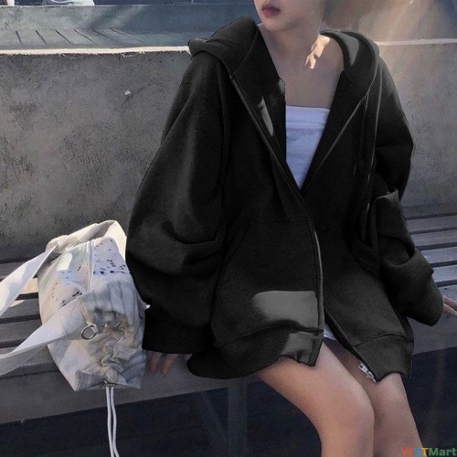 大码女装胖mm灰色长袖连帽卫衣女2024新款秋季外套宽松港风上衣潮