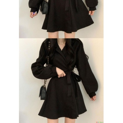 秋冬新款女装气质连衣裙级感别致小个子甜辣炸街西装领收腰裙子