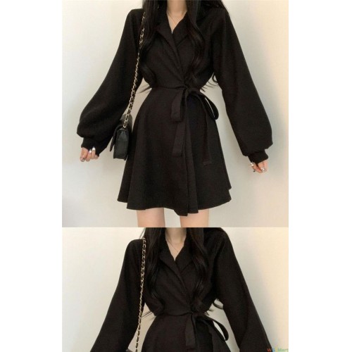 秋冬新款女装气质连衣裙级感别致小个子甜辣炸街西装领收腰裙子