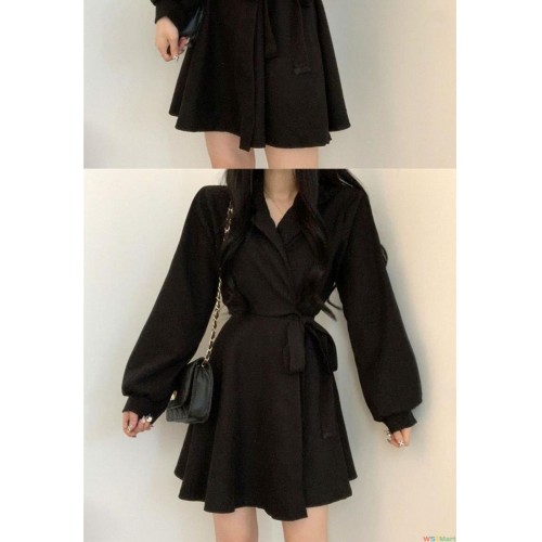 秋冬新款女装气质连衣裙级感别致小个子甜辣炸街西装领收腰裙子