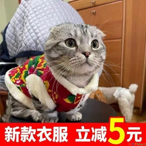 新款中国风东北大花棉衣泰迪比熊小型幼犬狗狗秋冬装宠物猫咪衣服