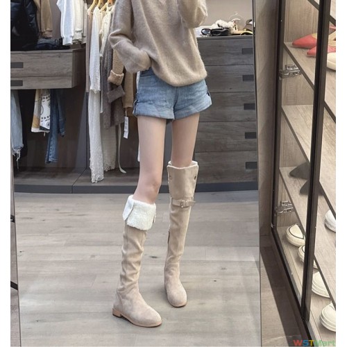 羊羔毛过膝靴女2023新款秋冬保暖加绒两穿雪地靴筒长靴显瘦靴子