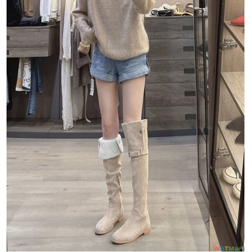 羊羔毛过膝靴女2023新款秋冬保暖加绒两穿雪地靴筒长靴显瘦靴子