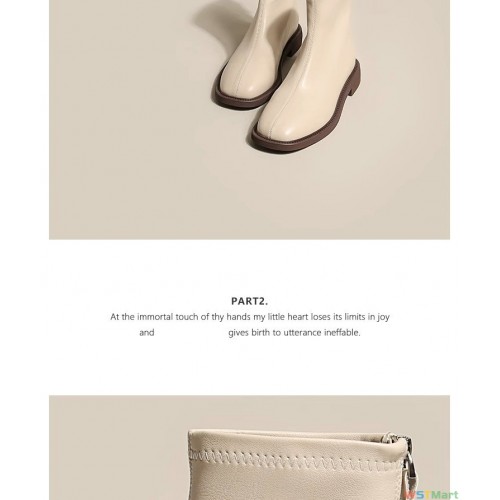 短靴女平底马丁靴2023新款春秋切尔西瘦瘦靴英伦风方头白色女靴子