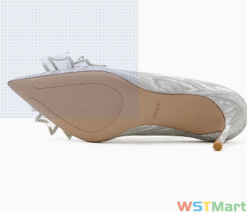 2021新款婚鞋女细跟尖头蝴蝶结韩版气质鞋伴娘婚礼水晶跟鞋