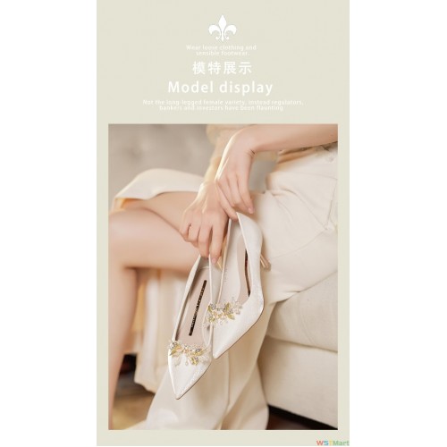 718-43 细跟跟鞋女婚鞋7cm2022秋冬新款春夏秋冬网红百搭跟鞋