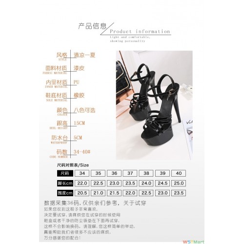 走秀神器模特跟鞋细跟性感黑色防水台15cm恨天超跟凉鞋女夏