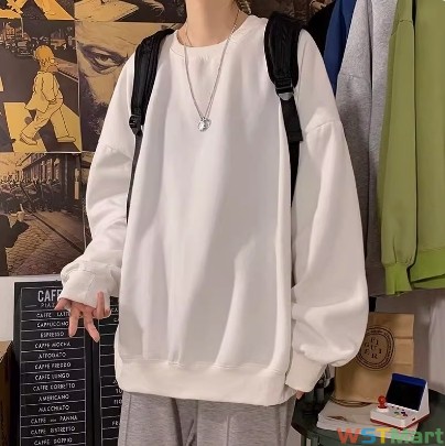 现货圆领卫衣潮ins白色长袖t恤潮流百搭宽松新款生春秋上衣服