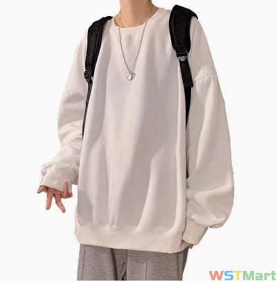 现货圆领卫衣潮ins白色长袖t恤潮流百搭宽松新款生春秋上衣服