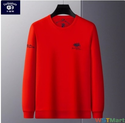 卡伦鲸装320g重磅纯棉卫衣圆领长袖T恤 万针刺绣中青年卫衣