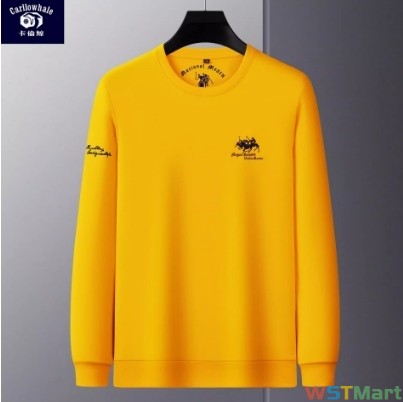 卡伦鲸装320g重磅纯棉卫衣圆领长袖T恤 万针刺绣中青年卫衣