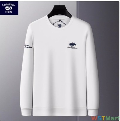 卡伦鲸装320g重磅纯棉卫衣圆领长袖T恤 万针刺绣中青年卫衣