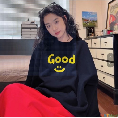 Drew bieber good字母小众潮牌美式秋冬加绒宽松男士情侣圆领卫衣