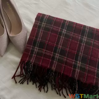 新年红色格子围巾女韩系披肩围脖冬加厚保暖仿羊绒格子围巾