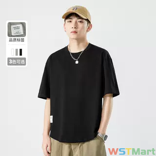 鲲海鹏云装夏季新款圆领纯色短袖t恤士潮牌圆摆宽松半袖上衣