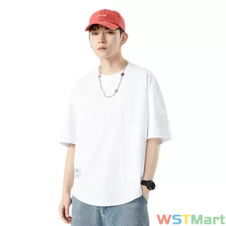 鲲海鹏云装夏季新款圆领纯色短袖t恤士潮牌圆摆宽松半袖上衣