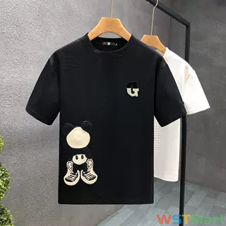 鲲海鹏云装夏季新款圆领纯色短袖t恤士潮牌圆摆宽松半袖上衣