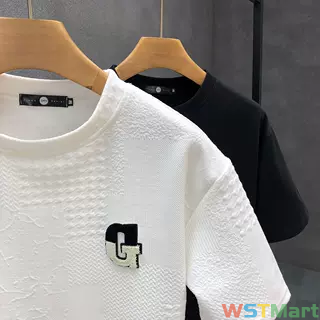 鲲海鹏云装夏季新款圆领纯色短袖t恤士潮牌圆摆宽松半袖上衣