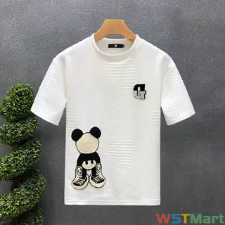 鲲海鹏云装夏季新款圆领纯色短袖t恤士潮牌圆摆宽松半袖上衣