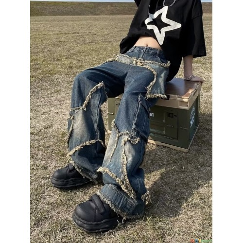 牛仔裤女士潮牌2023春秋季宽松直筒简约阔腿裤学生休闲长裤子薄款