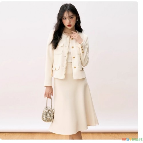 [盛都]24秋季法式小香风套装女外套气质级感上衣女两件套韩系女