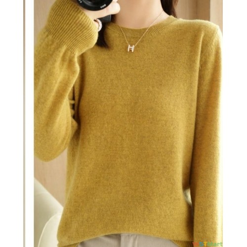 秋冬新款圆领毛衣女套头针织衫纯色长袖女装薄款内搭短款打底衫