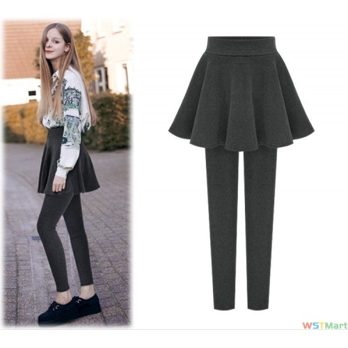 秋冬裤子女外穿打底裤加绒加厚百褶裙裤秋冬假两件保暖裤大码女裤