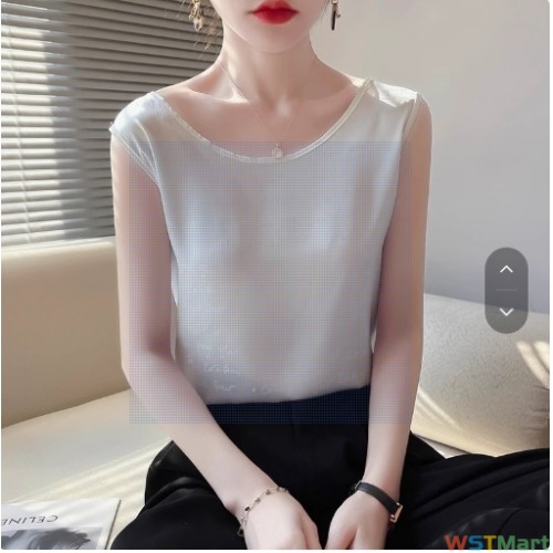 字母印花缎面丝滑背心女夏季新款西装内搭2024年桑蚕丝圆领吊带