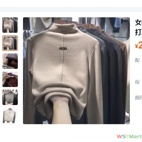 女装外贸跨境2024新款秋冬双面德绒打底衫女式卫衣领上衣