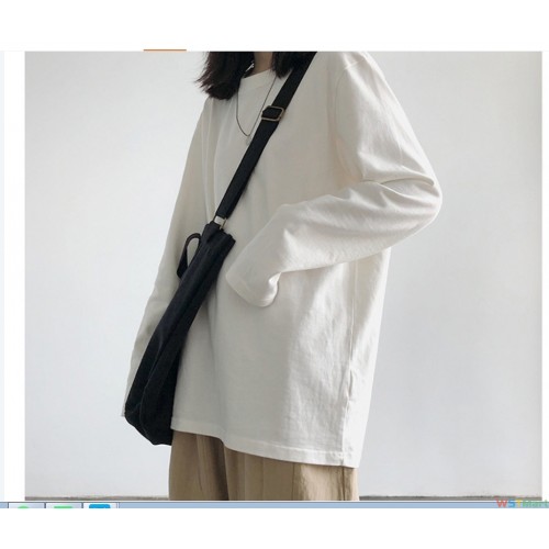 长袖T恤女2024秋季新款白色学生内搭打底衫韩版上衣服女