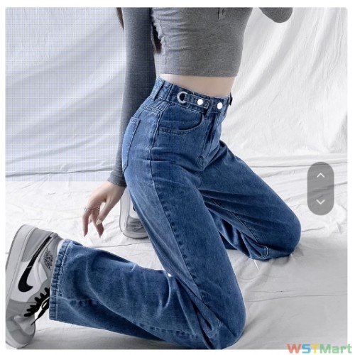 888直筒牛仔裤女春秋2022年新款潮腰显瘦宽松阔腿裤气质