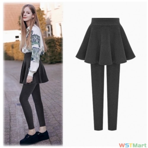 秋冬裤子女外穿打底裤加绒加厚百褶裙裤秋冬假两件保暖裤大码女裤