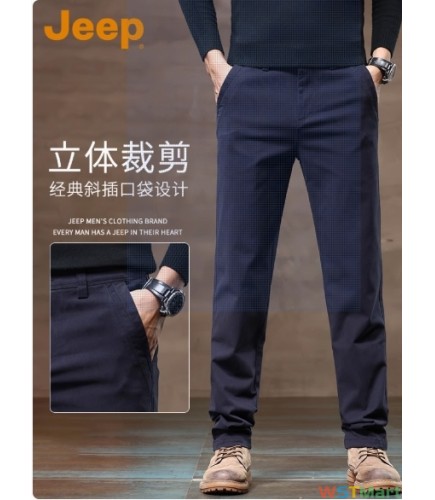 JEEP吉普高端加绒休闲裤男士秋冬款2024新款宽松直筒男款长裤子男