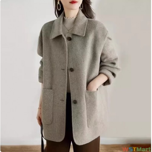 哥弟真的好毛呢外套女士中长款高级感2024秋冬新款爆款大码双面羊