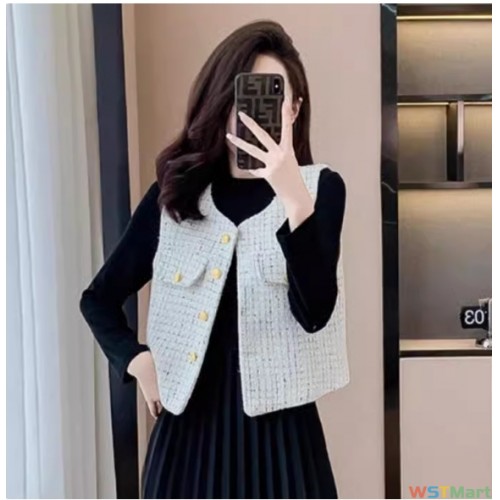 黑色小香风马甲女秋季2024新款韩版小个子气质高级感洋气时尚上衣