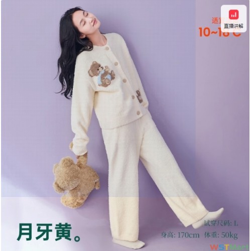 安之伴【巨保暖半边绒】卡通睡衣女秋冬款甜美可爱宽松家居服套装 可开发票